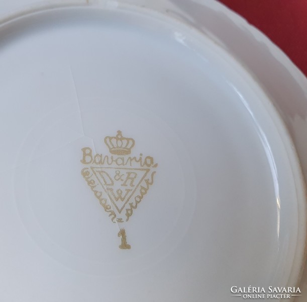 Weissen Bavaria német porcelán teás kávés szett virág mintával csésze csészealj tányér