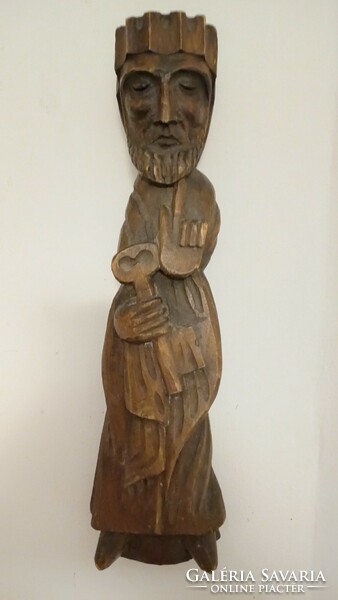 Règi wooden statue, wood carving, for wall or table. St. Peter