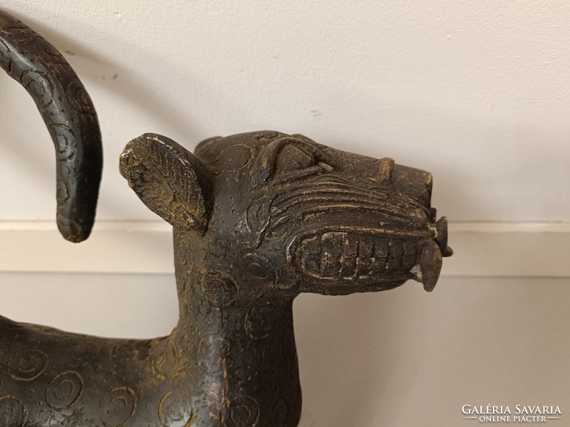 Antik benini nehéz bronz leopárd párduc szobor Afrika Benin 468 8210
