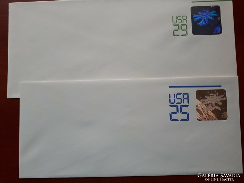 2 holographic usa envelopes on the theme of space exploration