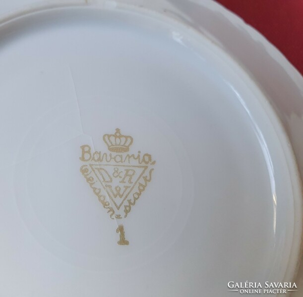 4db Weissen Bavaria német porcelán csészealj kistányér tányér virág mintával