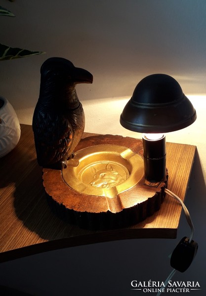 3 in 1, lighter, lamp, ashtray art deco? Carved wood