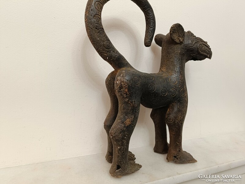 Antique benin heavy bronze leopard panther statue africa benin 468 8210