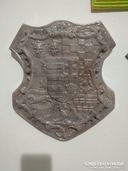 Large size, 32x28 cm wall decoration Hungarian coat of arms, relief, bas-relief