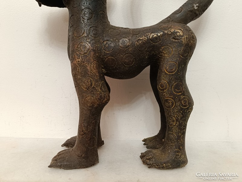 Antique benin heavy bronze leopard panther statue africa benin 468 8210