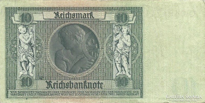 10 Reichsmark 1929 Germany watermark tulip