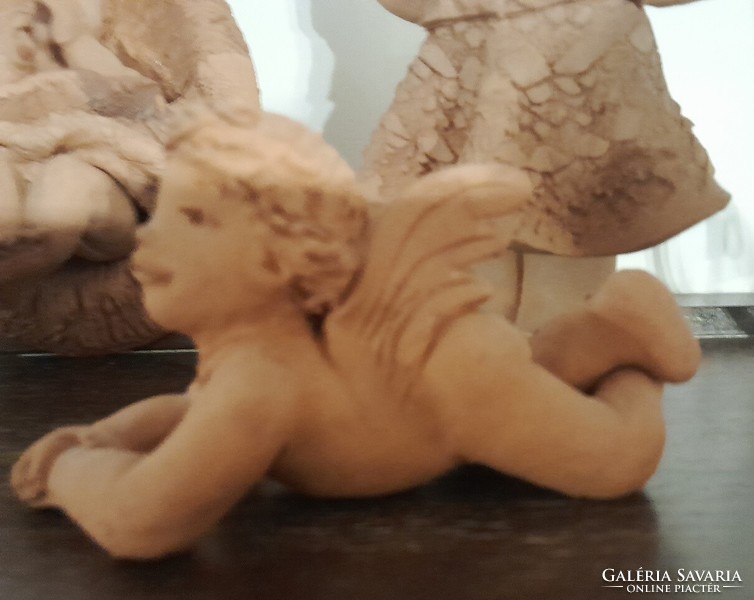 Christmas pillar ceramics: little angel in the manger in Bethlehem - art&decoration