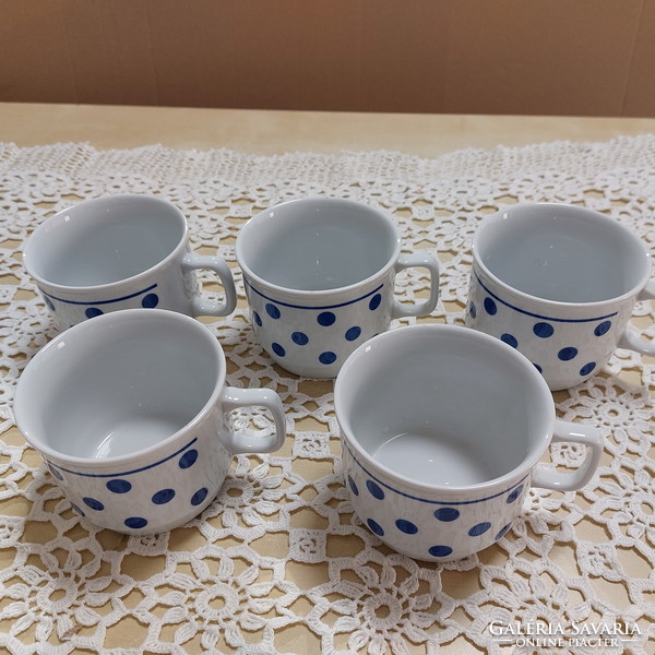 Zsolnay retro, kék pöttyös, porcelán bögrék, csészék