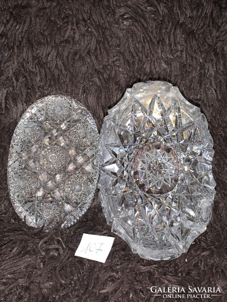NAGYméretű ovális kristály bonbonier tetővel 17x11x11 cm