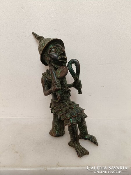 Antique African Statue Benin Bronze Warrior Benin 455 8191