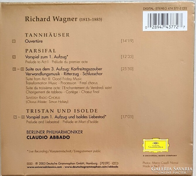 Claudio Abbado - Wagner: Orchestral Music - Tannhäuser, Parsifal, Tristan und Isolde (CD)
