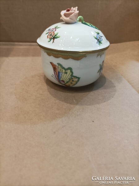 Herend porcelain bonbonier, 10 cm size perfect piece with Victoria pattern