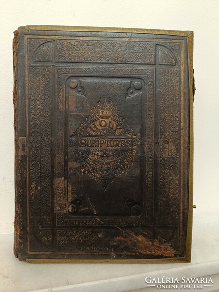 Antik holy bible angol nyelvű John Brown (1722-1787) családi biblia 19. század 460 8245