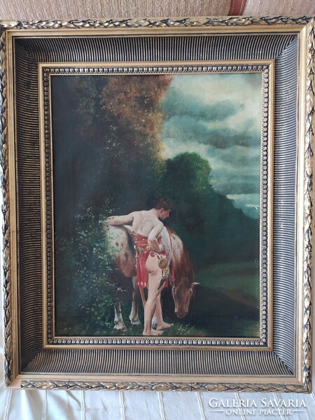 Antique oil canvas painting, in a nice frame, 64 x 54 cm