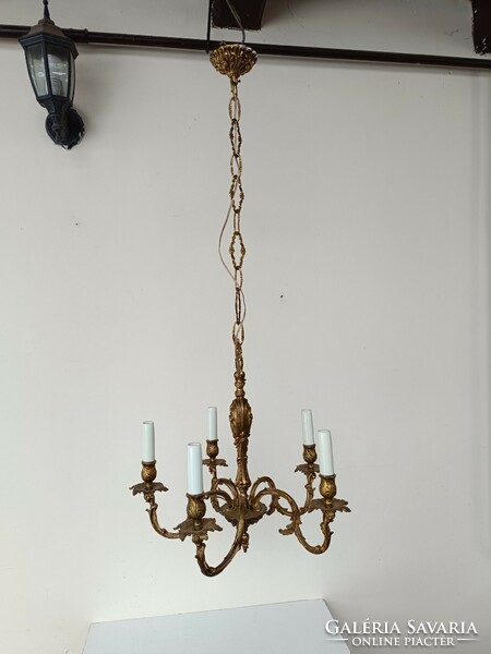 Antique chandelier brass 5 arms external wired 713 7337