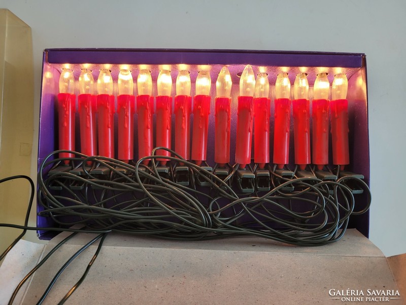 Retro karácsonyfa fényfűzér piros gyertyás csipeszes izzósor gyertya alakú égősor