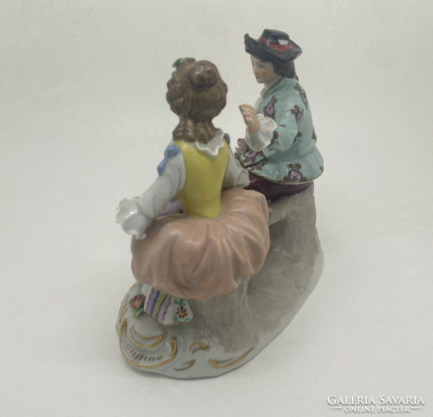 Antique German sitzendorf courting couple porcelain figures 14cm