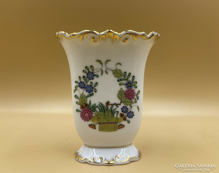 Small vase with colorful Indian flower basket pattern from Herend