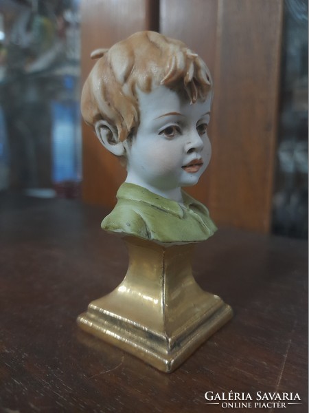 Italian triad capodimonte, luigi giorgio benaccio child porcelain bust, breast sculpture.