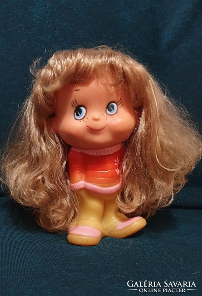 Rubber doll with beautiful hair, cool, retro