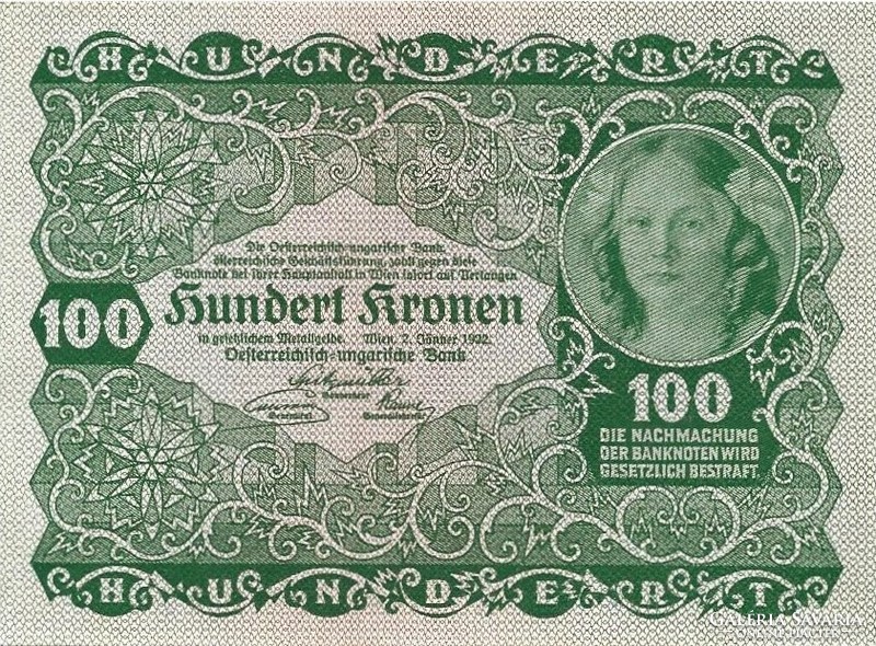 2 x 100 korona kronen 1922 Ausztria 3. UNC sorszámkövető