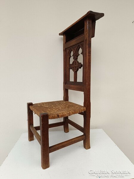 Antik térdeplő imaszék ima szék keményfa faragott keresztény bútor gótikus 756 8372
