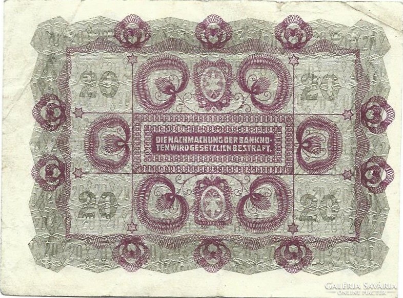 20 korona kronen 1922 Ausztria 1.