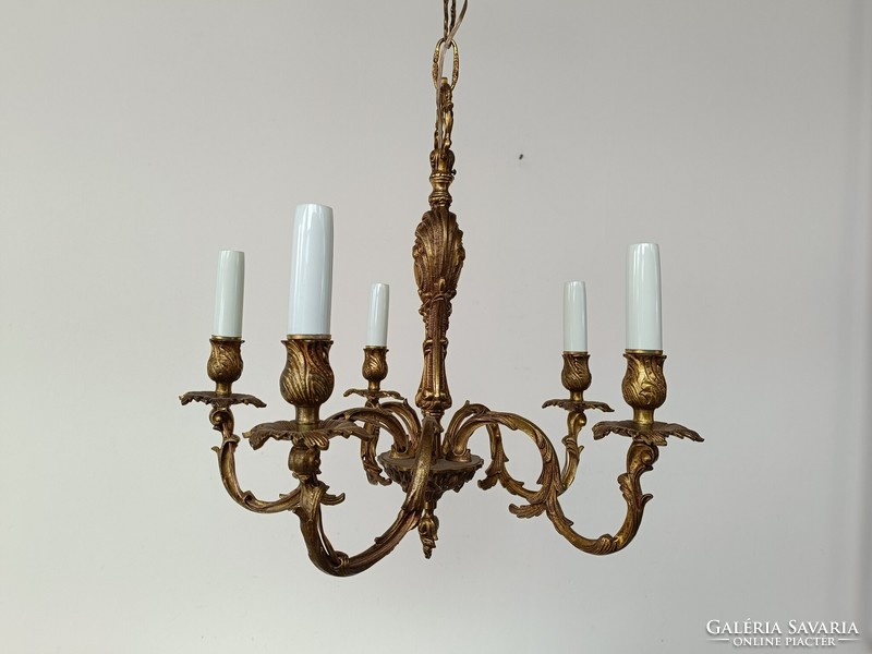 Antique chandelier brass 5 arms external wired 713 7337