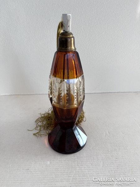 Régi, antik nagyméretű, különleges, metszett parfümös üveg