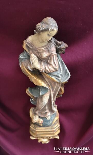 Madonna statue with console, 1800s - carved, painted, late baroque work, Virgin Mary