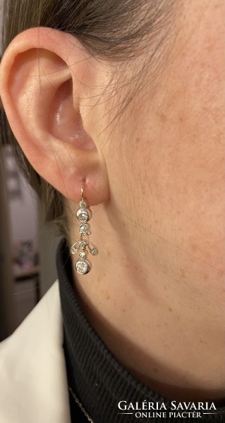 Old turn-of-the-century gold earrings with old cut diamonds!