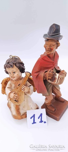 Lute-playing angel Christmas tree decoration and accordion-playing boy figure
