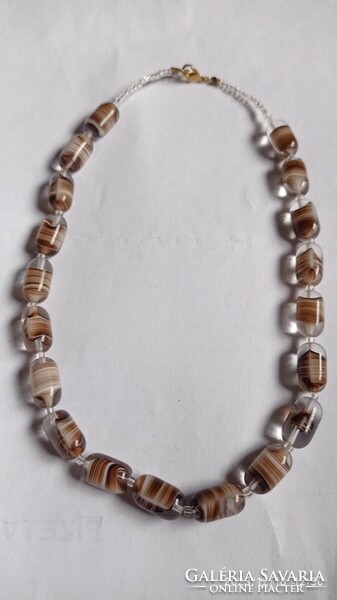 Old Murano style glass pearl necklace, vintage women's jewelry