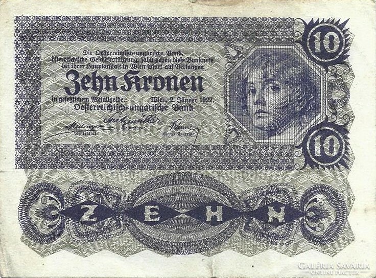 10 korona kronen 1922 Ausztria 1.