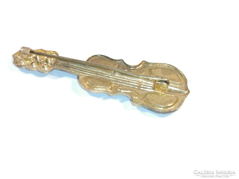 Antique violin, double bass brooch (1096)