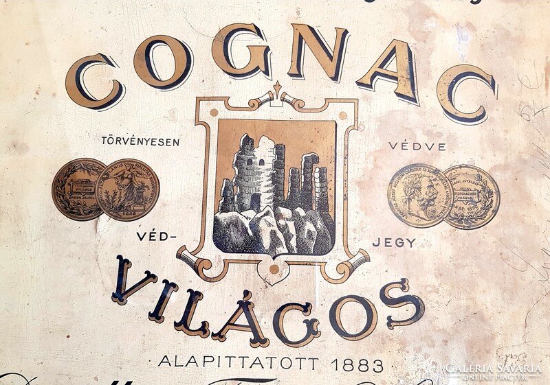 Magyar-Franczia Cognac-Gyár Vilagos Cégér tábla az 1800s-évekből!