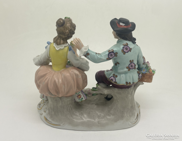 Antique German sitzendorf courting couple porcelain figures 14cm