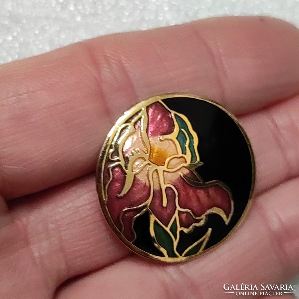 Gilded metal badge with new enamel painting