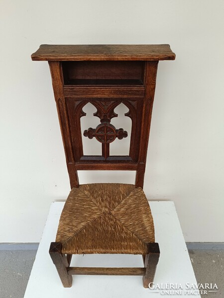 Antik térdeplő imaszék ima szék keményfa faragott keresztény bútor gótikus 756 8372