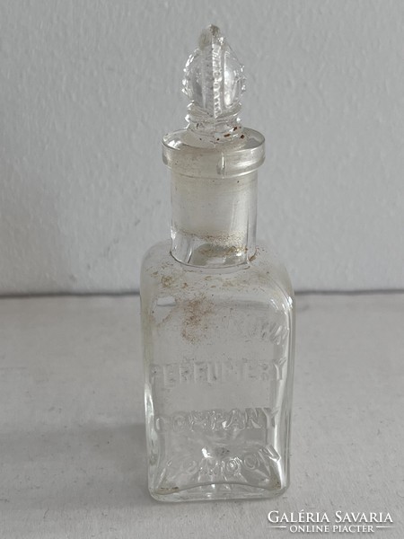 Régi, antik, ritka  "The Crown Perfumery Company London" viktoriánus parfümös üveg fa védőtokban