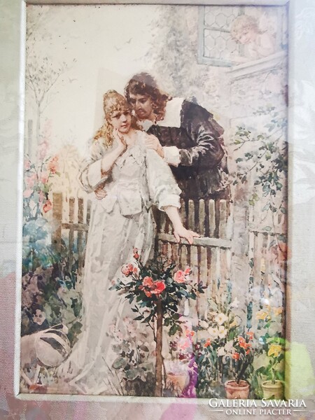 Old French romantic scene watercolor