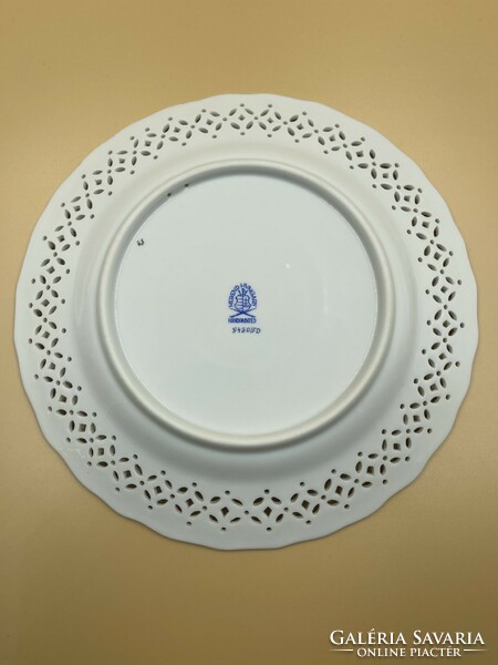 Colorful openwork wall plate with Indian flower basket pattern from Herend