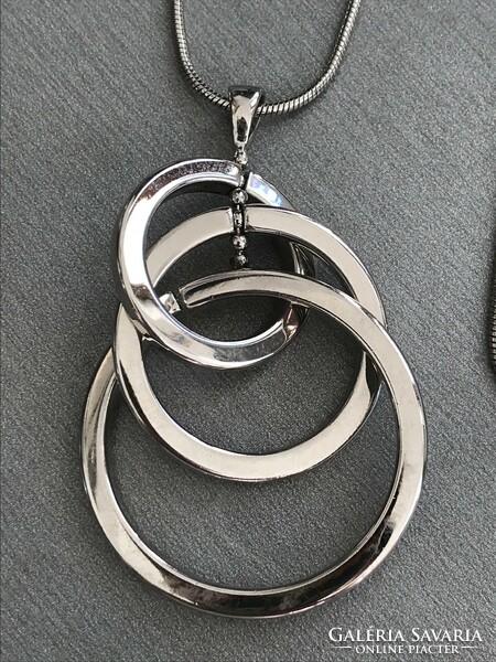 Stainless steel necklace with a showy pendant, pendant 5.5 cm, chain 85 cm