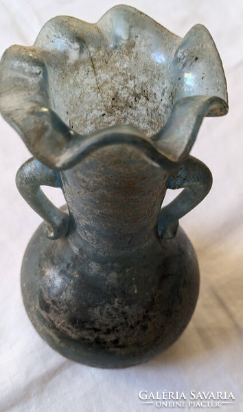 Antique Roman glass vase in green color
