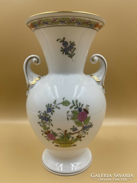 Goblet vase with colorful Indian flower basket pattern from Herend