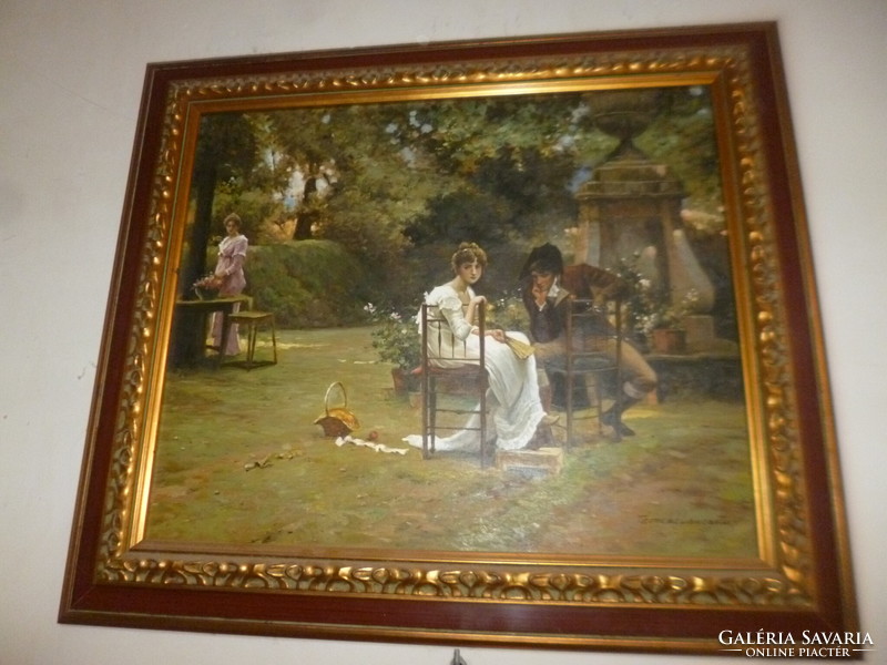 Nice oil canvas painting courting couple