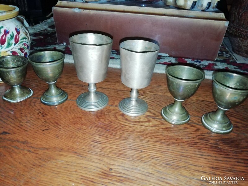 Antique copper glasses, 6 different pieces