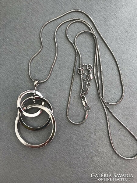 Stainless steel necklace with a showy pendant, pendant 5.5 cm, chain 85 cm