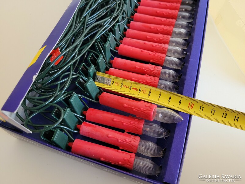 Retro karácsonyfa fényfűzér piros gyertyás csipeszes izzósor gyertya alakú égősor