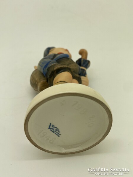 Hummel goebel figurine tmk4 boy with pig and umbrella 198 12cm